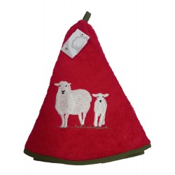 TORCHON ROND ROUGE MOUTONS